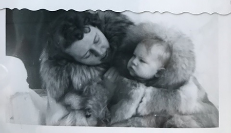 Betsy as a baby in the lap of her mother. 