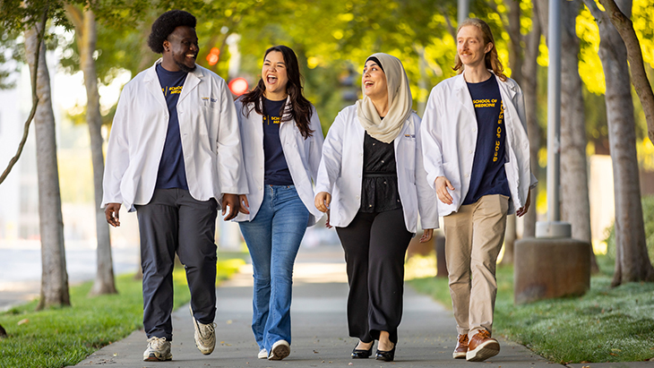 UC Davis medical students walking together