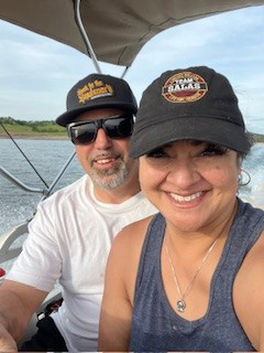 Sandra Salas on pontoon.