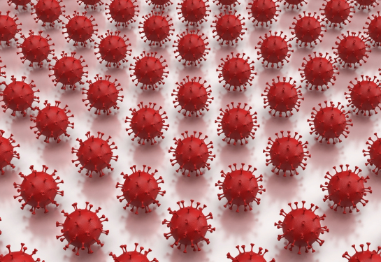 Rows of red virus balls
